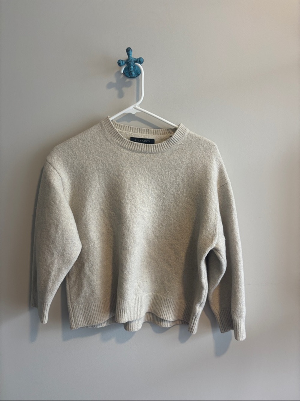 AllSaints Cream Knit Crewneck Sweater